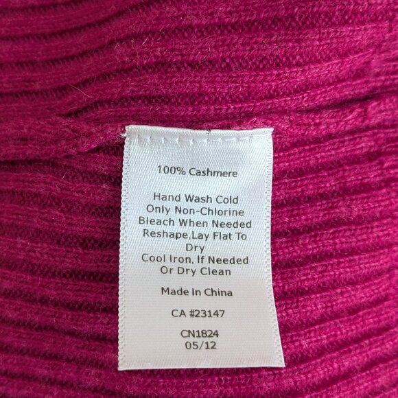 Talbots 100% Cashmere Fuchsia / Magenta V-neck Sweater - Picture 6 of 6